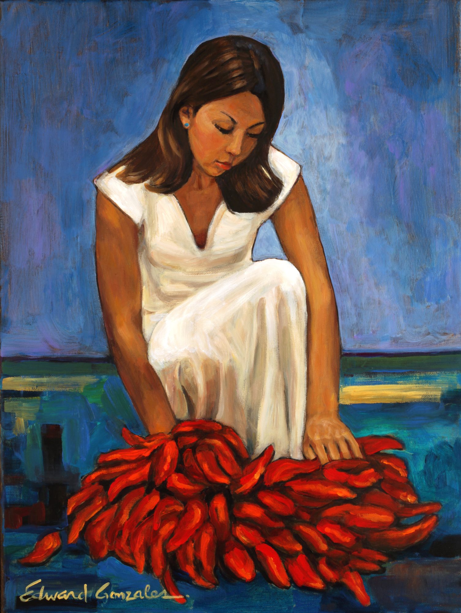 THE YOUNG HARVESTER Edward Gonzales 24x18 inches acrylic on canvas 2026 "YOUNG HARVESTER" - BY EDWARD GONZALES