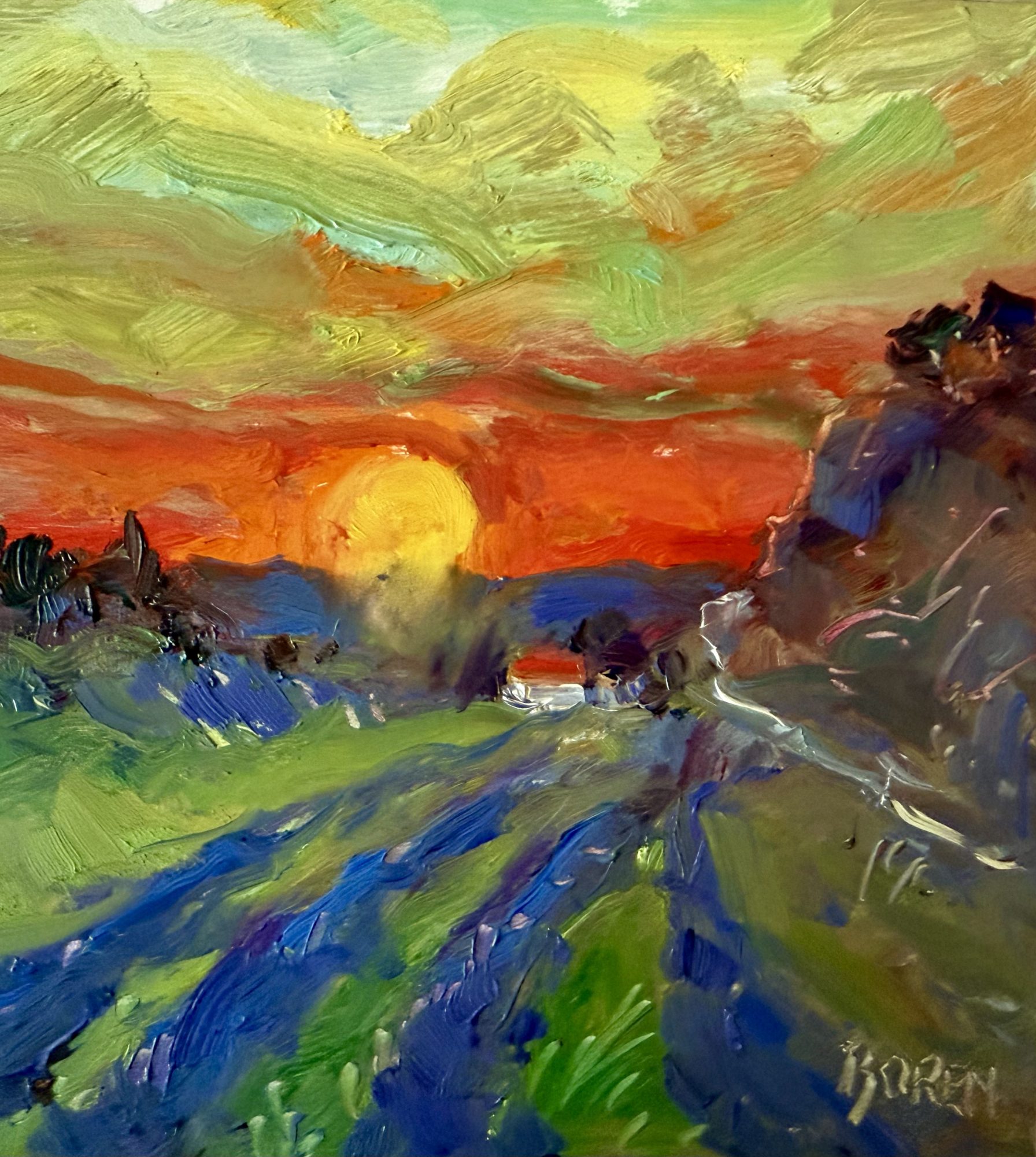 "SUNSET OVER PROVENCE LAVENDER FIELD" - By Evelyne Boren