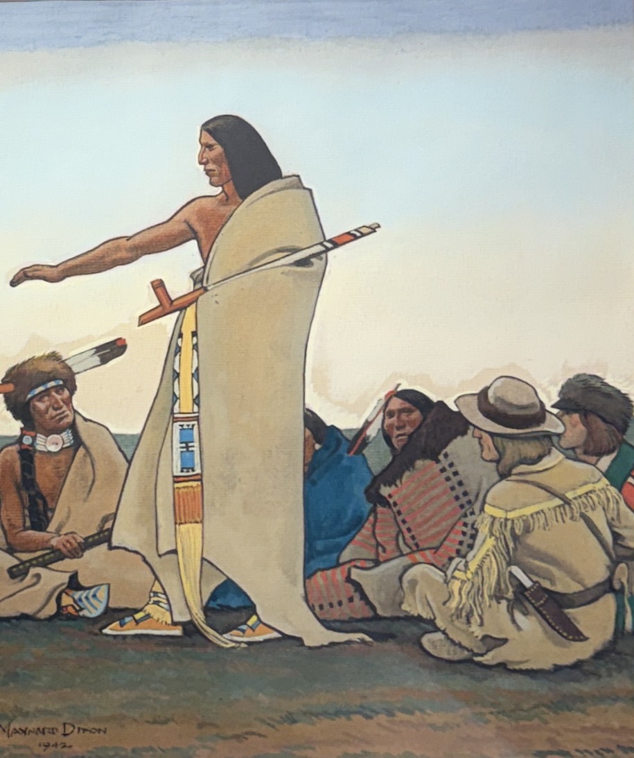 IMG_5797 MAYNARD DIXON (1875 - 1946) "WAR TALK" (Circa 1942)