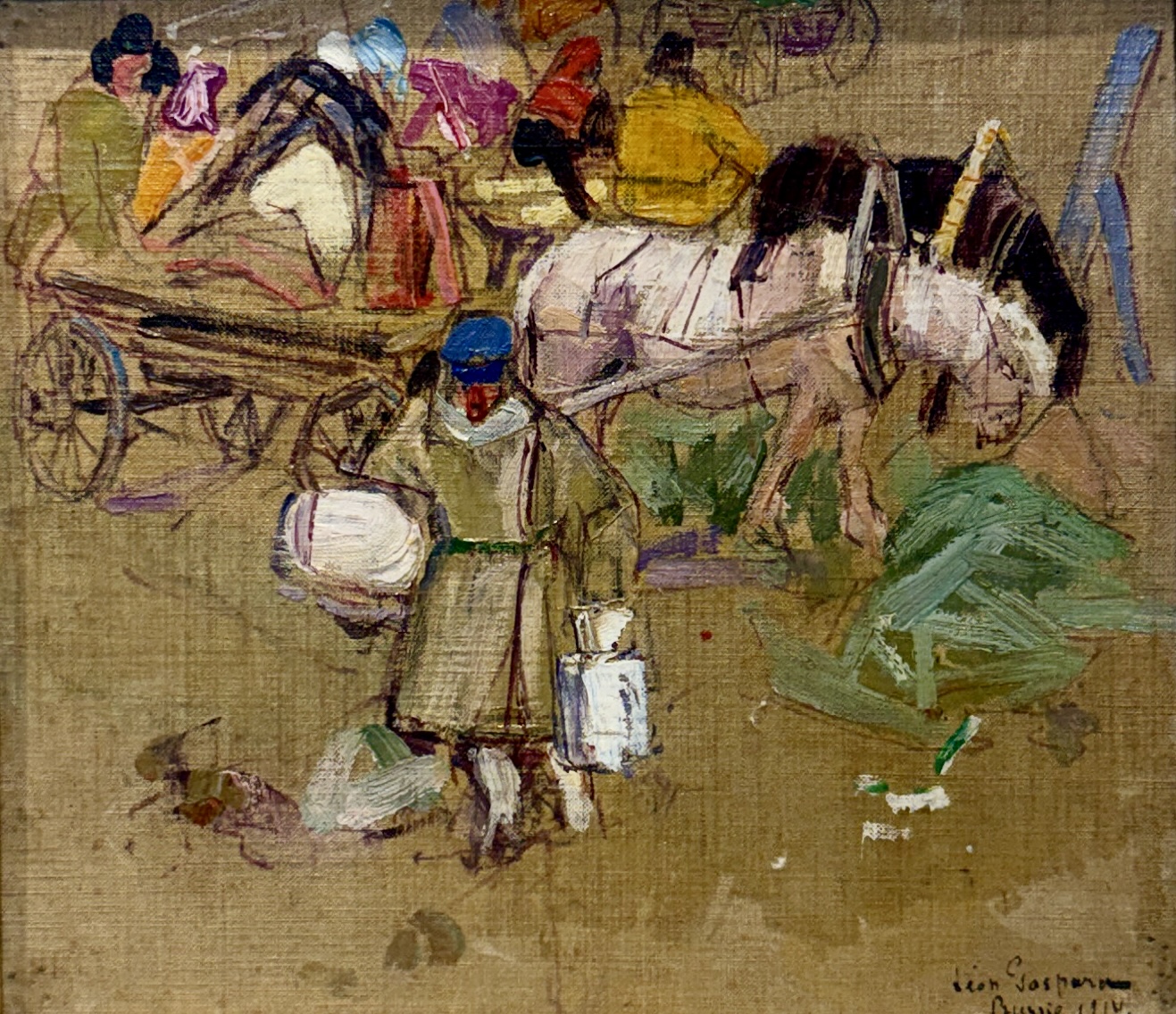 "WINTER MARKET, NIZBNY NOVGOROD, RUSSIA" By Leon Gaspard (1882 - 1962)