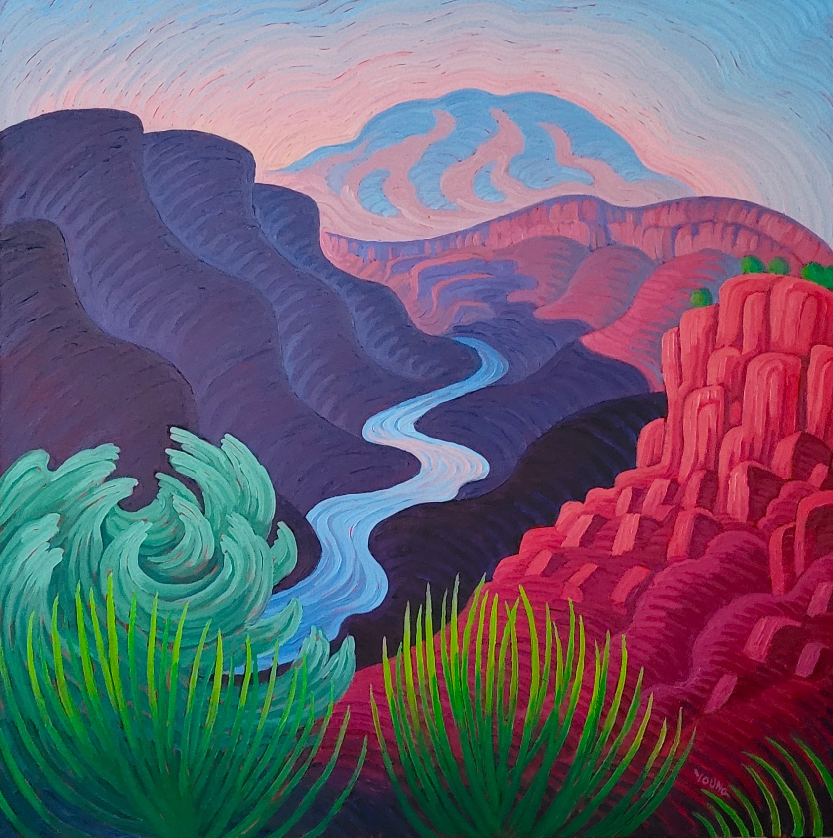 laughing-river-running-36x36-oils-on-canvas-rick-young LAUGHING RIVER RUNNING - BY RICK YOUNG