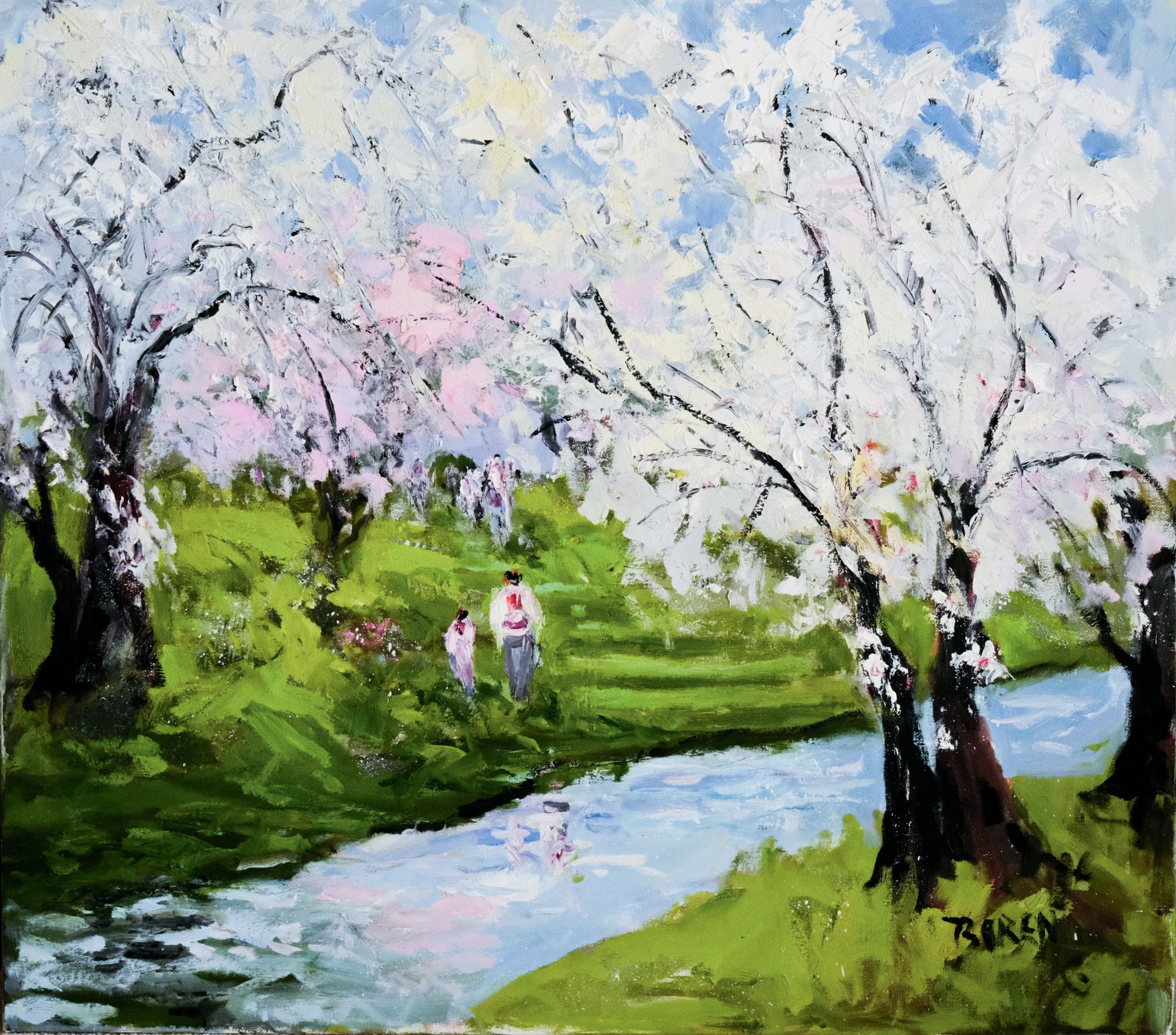 "STROLLING THROUGH THE CHERRY BLOSSOMS" - By Evelyne Boren