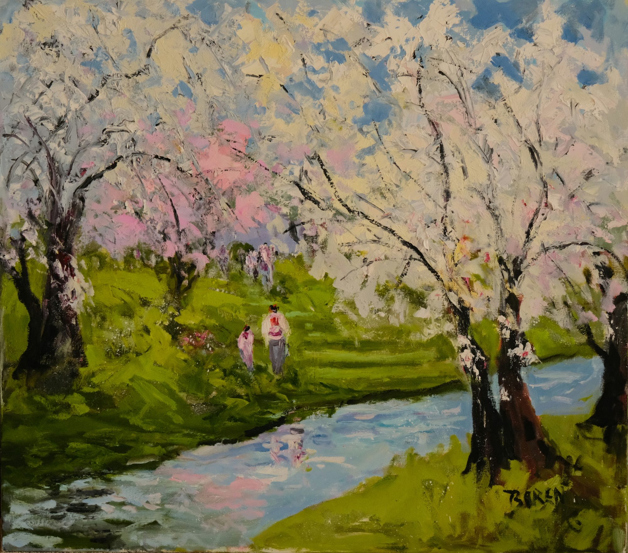 "STROLLING THROUGH THE CHERRY BLOSSOMS" - By Evelyne Boren