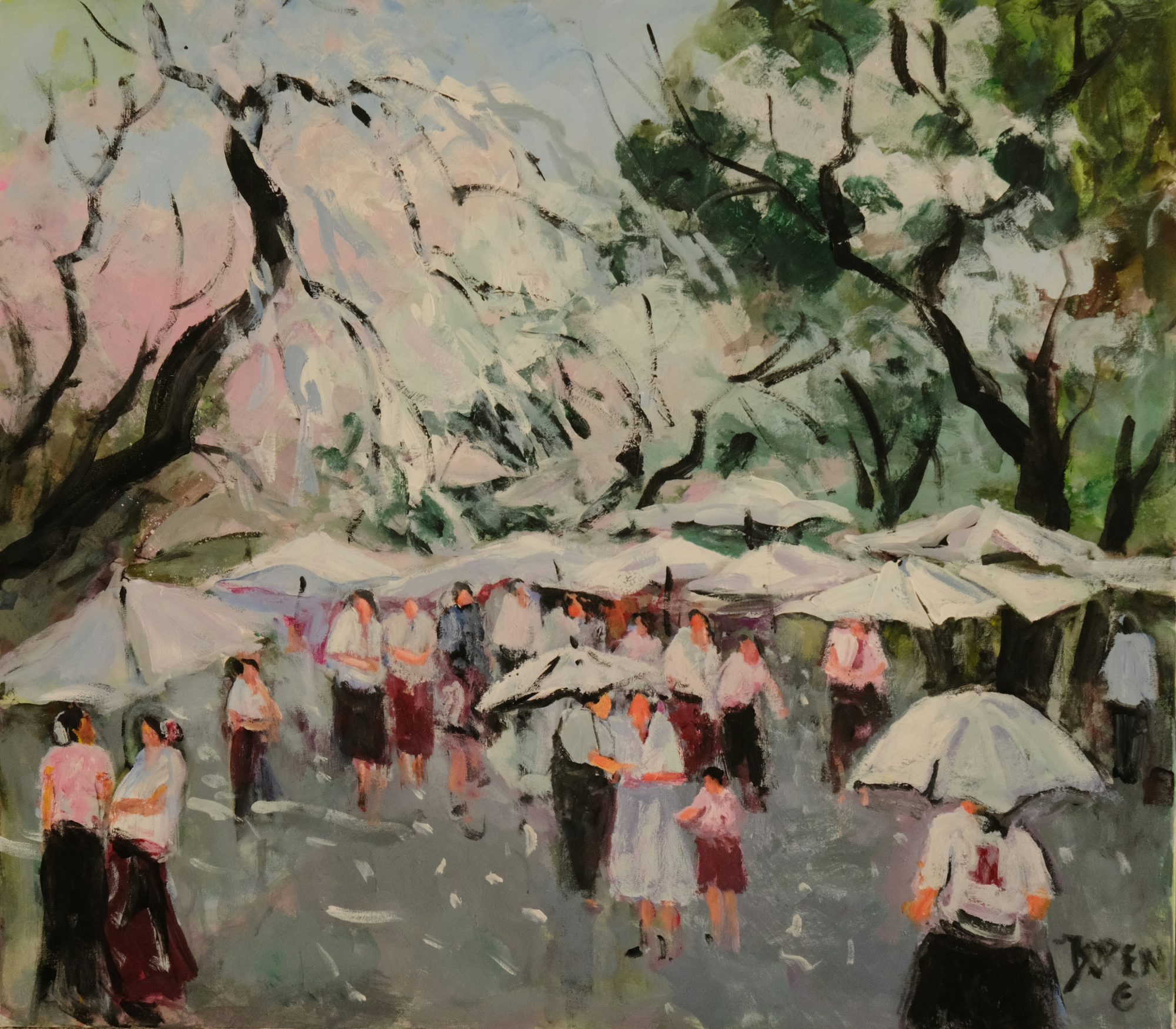 "SPRING RAIN UENO PARK" - By Evelyne Boren