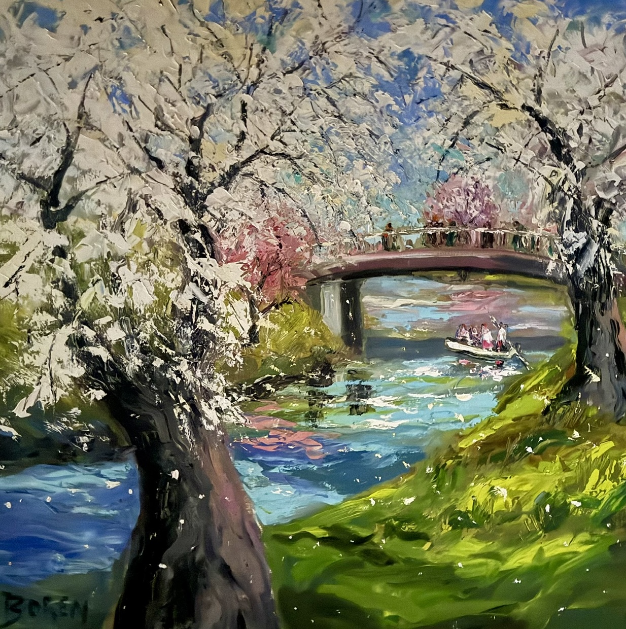 "SHANGHAI RIVER AND HIKAWA BRIDGE" - By Evelyne Boren