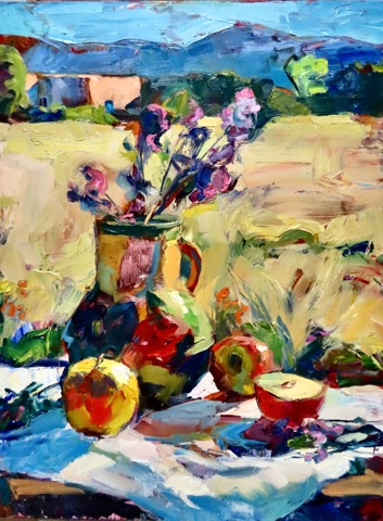 Mexican Pitcher and Apples - By Gregory Frank Harris