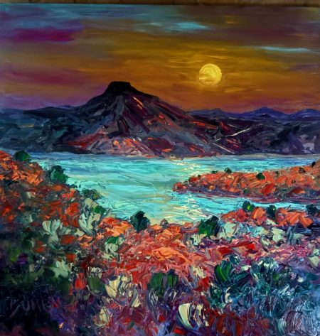 "FULL MOON OVER ABIQUIU LAKE" - By Evelyne Boren