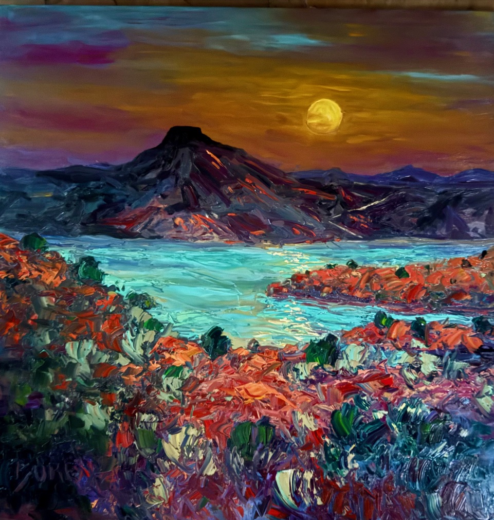 IMG_5117 "FULL MOON OVER ABIQUIU LAKE" - By Evelyne Boren